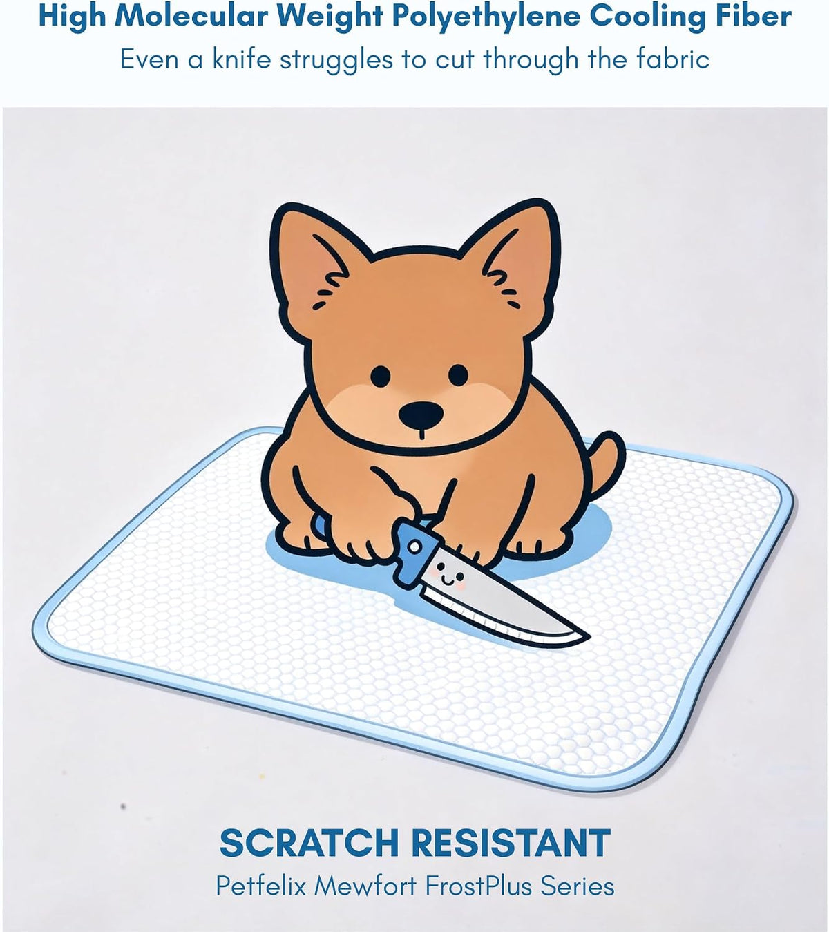 Petfelix Frostplus Cooling Mat for Dogs Qmax>0.45 Breathable Dog Cooling Mat Chemical Free Fabric Cooling Dog Bed for Cats and Small Animals Non Slip Washable Scratch Resistant, XL, 43''*28''