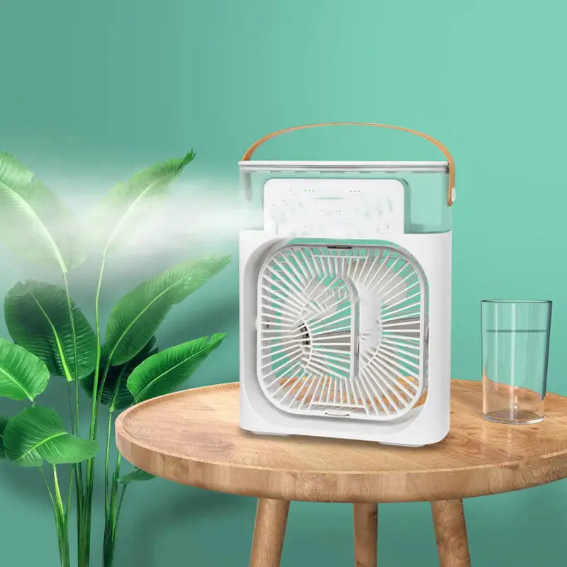 3-In-1 Portable Plastic Air Cooler Fan with Color Light Humidifier Water Air Cooling Car Outdoor Rv Use Mini Fan