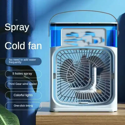 3-In-1 Portable Plastic Air Cooler Fan with Color Light Humidifier Water Air Cooling Car Outdoor Rv Use Mini Fan