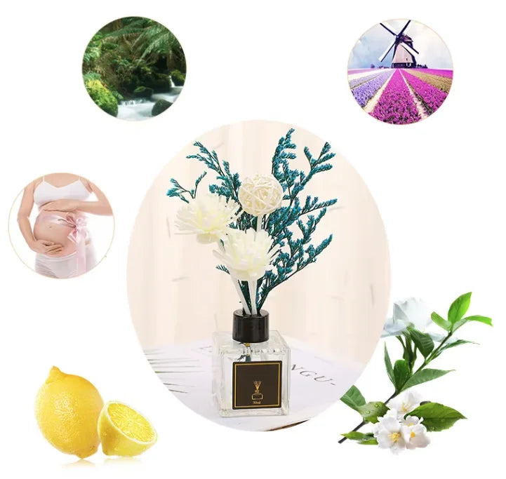 Home Decor Fragrance Dried Flower Air Freshener 50Ml Essential Oil Romantic Flower Reed Diffuser