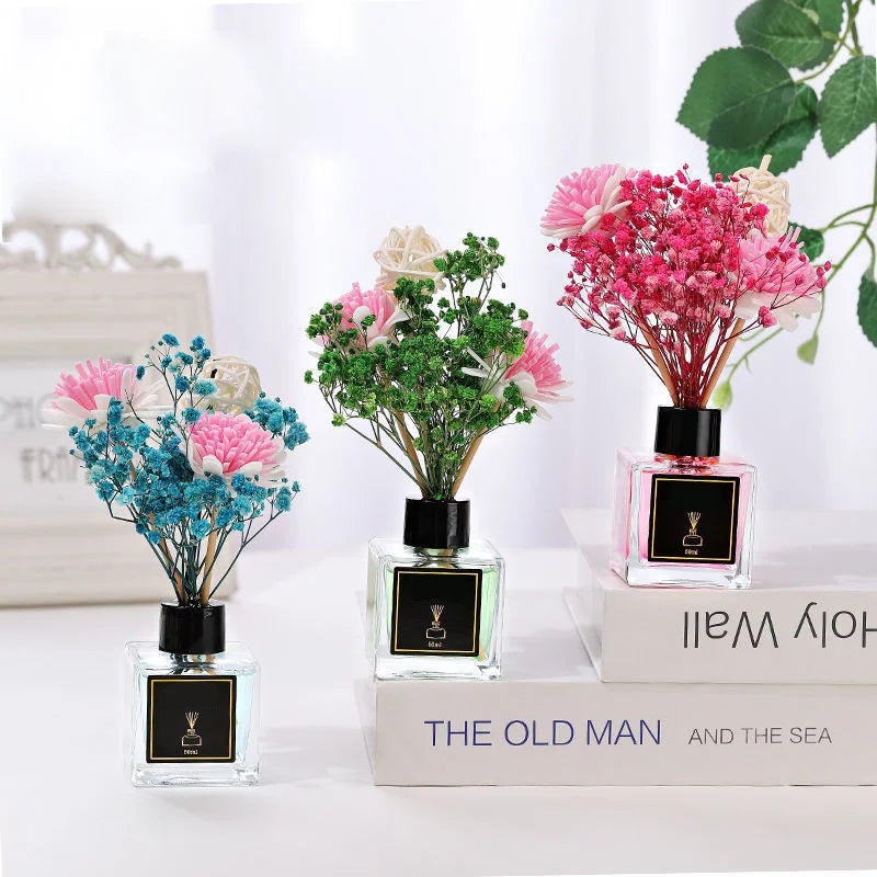 Home Decor Fragrance Dried Flower Air Freshener 50Ml Essential Oil Romantic Flower Reed Diffuser