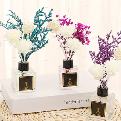 Home Decor Fragrance Dried Flower Air Freshener 50Ml Essential Oil Romantic Flower Reed Diffuser