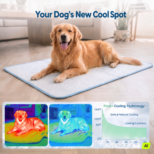 Petfelix Frostplus Cooling Mat for Dogs Qmax>0.45 Breathable Dog Cooling Mat Chemical Free Fabric Cooling Dog Bed for Cats and Small Animals Non Slip Washable Scratch Resistant, XL, 43''*28''